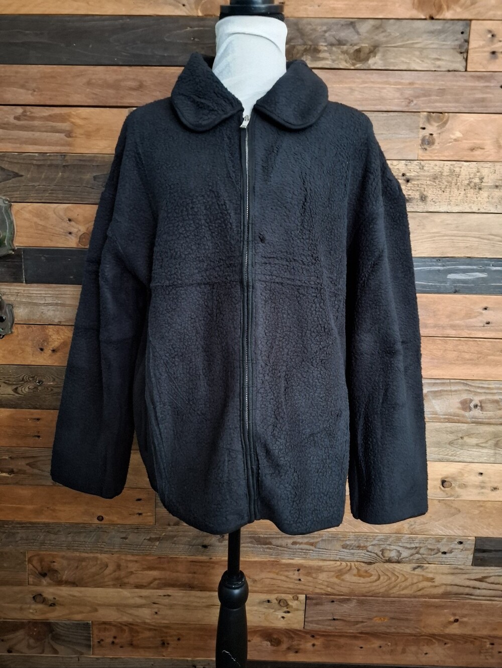 NWT Black Sherpa Fleece Jacket Coat - Medium